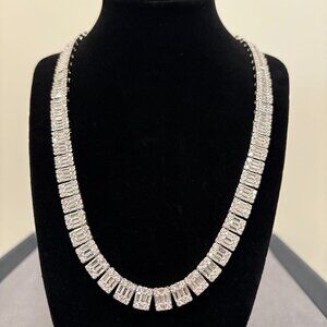 Iced Baguette Tennis Chain - Silver
